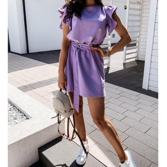 💖SALE💖Ruffle Sleeve Mini Tie Belt - Picture 2 of 10